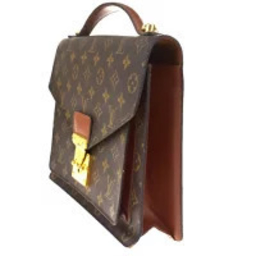 Louis Vuitton Monceau Top Handle Bag Monogram Leather Brown - Picture 2 of 9